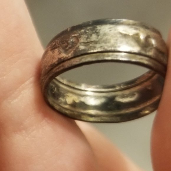 charming signed Schlang Co vtg silver ring w arrows through hearts - Picture 9 of 12